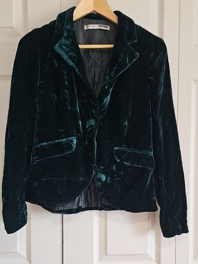 Necessary Objects Teal Velvet Blazer Jacket - Size Small